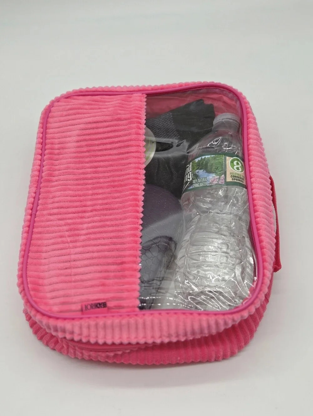 Beach Riot Clear Cosmetic Travel Duo with Pink Corduroy Trim